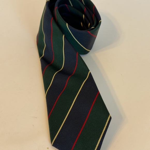 Lot of 2 Preppy Land’s End Silk Ties-Classic Burgundy Dotted and Green Striped - Picture 10 of 10